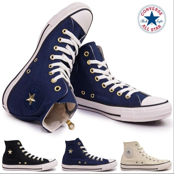 コンバース スニーカー オールスター ハイカットメンズ レディース サイドジップ ダークネイビー 24.5㎝ US5.5 CONVERSE