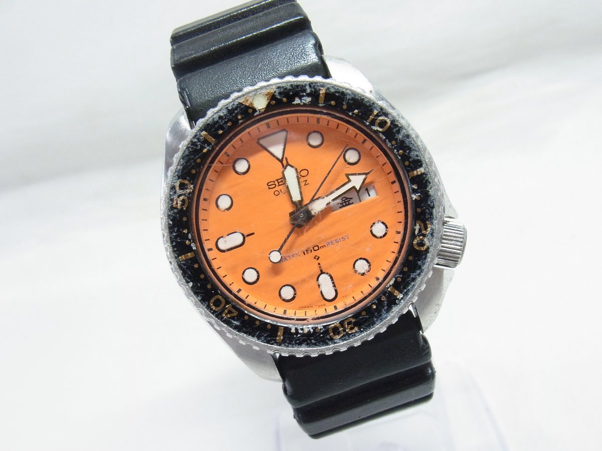 【希少】SEIKO ダイバー★7548-700C★オレンジ文字盤★クオーツ／稼働 希少】SEIKO ダイバー7548-700Cオレンジ文字盤クオーツ／稼働