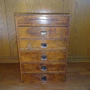 昭和レトロ木製レターケース レトロレターケース 引き出し6杯 卓上小引き出し 収納小引き出し ②