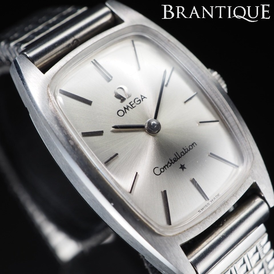 【良品 可動品】 オメガ 腕時計 ゴールド リューズレス トノーケース 正規品 オメガ スクエアフェイス ダイヤ形インデックス 14Kゴールド