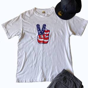 STANDARD CALIFORNIA スタンダードカリフォルニア ピースマーク しらす プリントTシャツ M 日本製 白 丸胴 シングルステッチ スタカリ