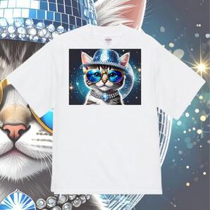 United Athle オリジナルTシャツ キラキラ 猫と宇宙 ホワイト L