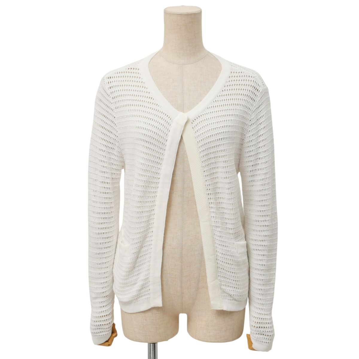 【新品未使用】BARNEYS NEW YORK カーディガン　ベージュ カノコクルーネック ニットカーディガン レディース(M ベージュ