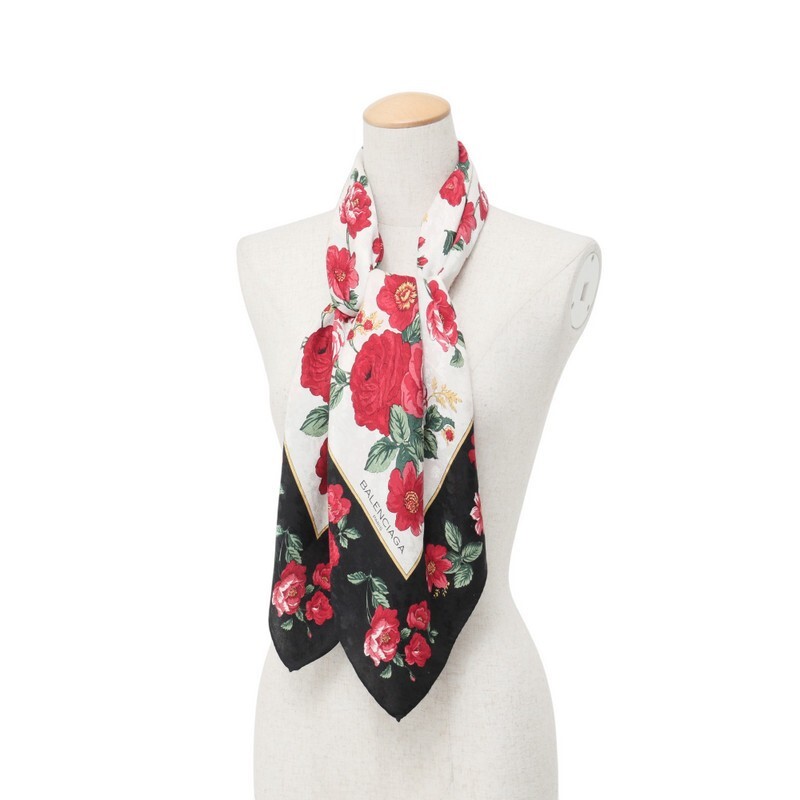 美品レアBALENCIAGA バレンシアガ花柄 ストール BALENCIAGA バレンシアガ 大判スカーフ ストール 花柄 毛100