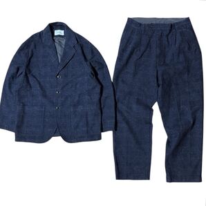 JOHNBULL ラペルドジャケット セットアップ ネイビー チェック Mサイズ