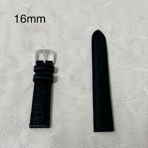 時計ベルト TOPMOA トップモア 牛革 バッファロー型押し ベルト 16mm レザーベルト 替ベルト 交換ベルト ブラック