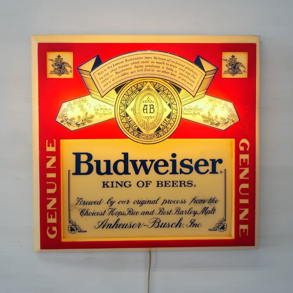 81年　バドワイザー　ライトアップ　看板　時計　クロック　バーランプ ガレージ Yahoo!オークション -「budweiser ライト」の落札相場・落札価格