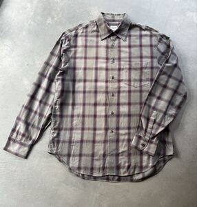 美品 希少 ARMANI COLLEZIONI チェック コットン ネルシャツ L グレー アルマーニ コレッツィオーニ シャツ 国内正規品 ルーマニア製