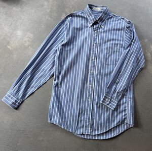 超美品 unknown 90s vintage made in USA ストライプ ボタンダウン シャツ メンズ M 相当 ブルー ホワイト アメリカ製 90年代 ヴィンテージ