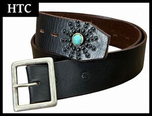 Нет доставки W36 BLK HTC HtC коричневая сердцевина черная кожа 45 мм бирюзовый звездопад шипованный END ONLY BELT 86,5-97 см