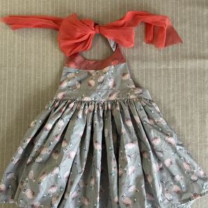 美品 MARLMARL マールマール エプロン 80-90 100 ベビー エプロン スタイ ドレス 結婚式 フラミンゴ 2歳 5歳 七五三 女の子