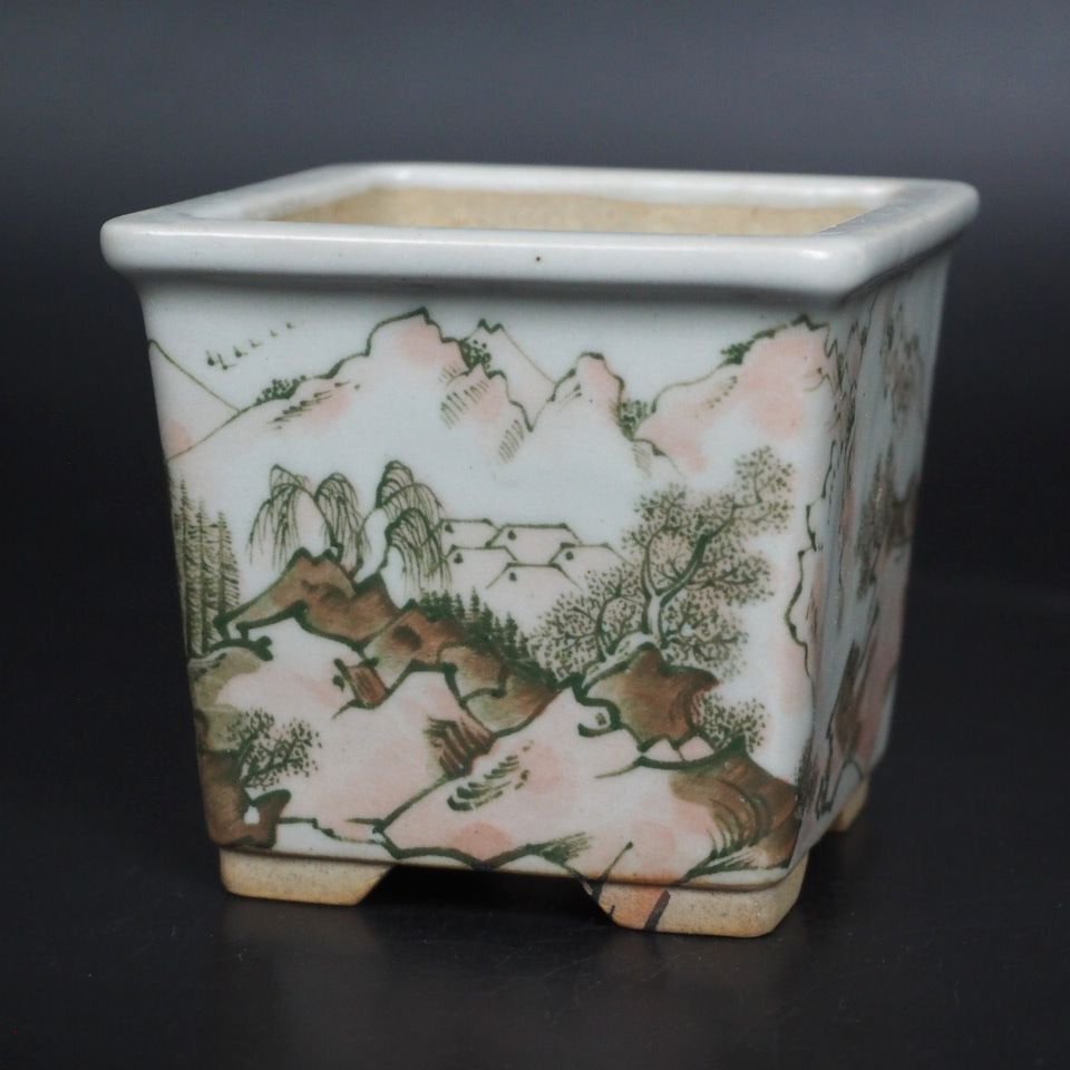盆栽鉢　盆栽　古玩　中国美術　在銘　美芸　アンティーク盆栽鉢　茶道具　１客 盆栽鉢 盆栽 古玩 中国美術 在銘 美芸 アンティーク盆栽鉢