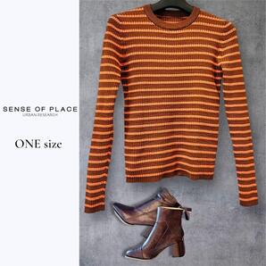 SENSE OF PLACE センスオブプレイス ボーダー リブニットトップス 長袖 Mサイズ相当