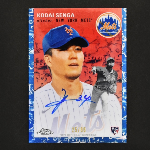 99枚限定 千賀滉大 直筆サインカード 2023 Topps Chrome Platinum Anniversary Kodai Senga CPA-KSE Blue Prism Refractor RC Auto 直書き