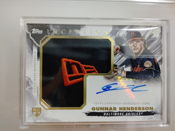 ガナー・ヘンダーソン 世界5枚限定 直筆サインカード topps inception patch auto Gunner Henderson rookie PSA鑑定済み ラストナンバー
