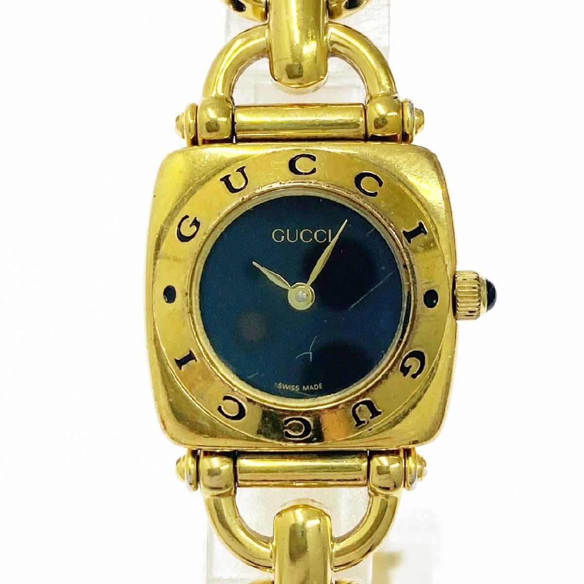 【訳あり稼働品】GUCCI　グッチ　レディース腕時計　6400L GUCCI グッチ レディース腕時計 ホースビット ブレスウォッチ QZ