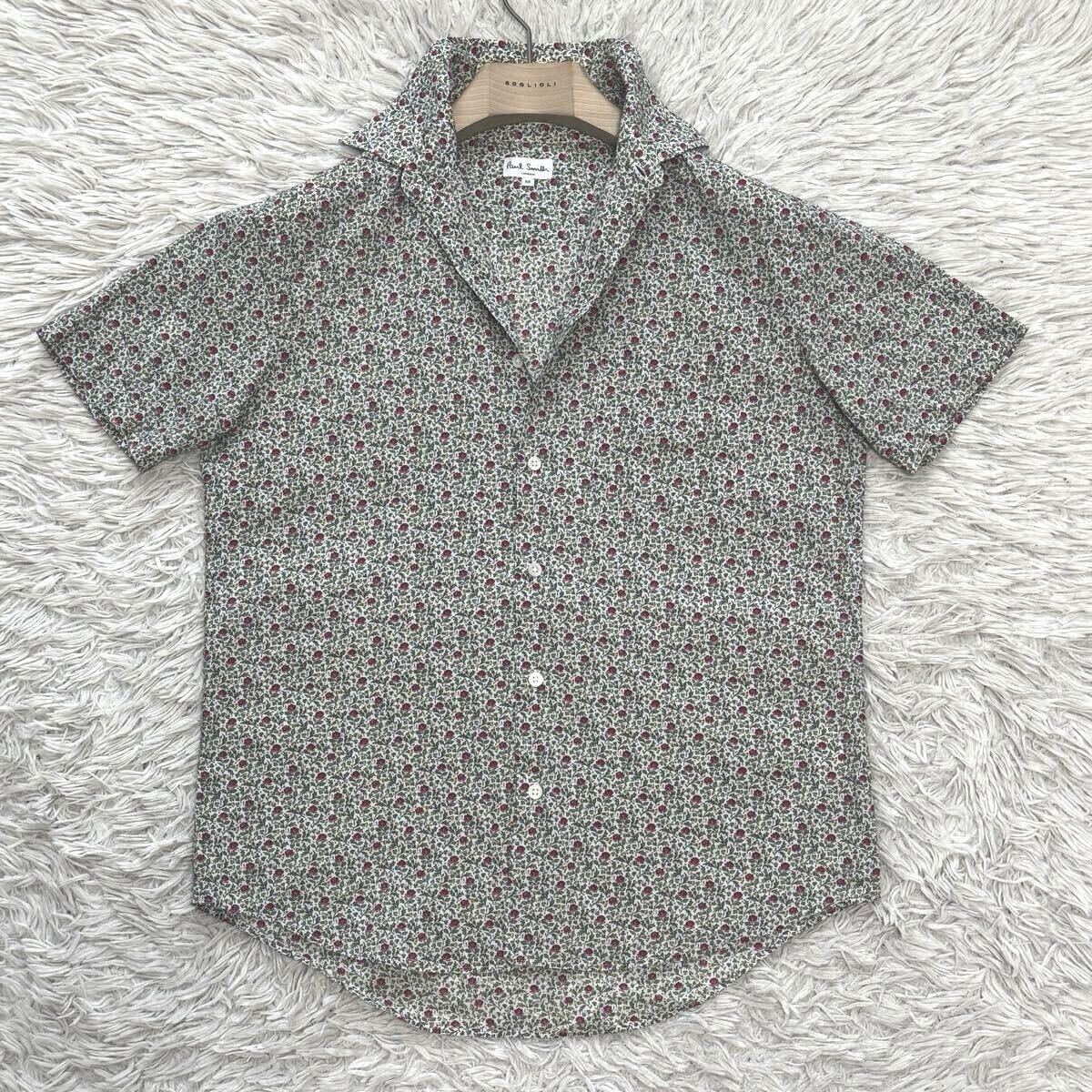 Paul Smith 花柄 半袖シャツ Lサイズ　麻製 Paul Smith 花柄 半袖シャツ Lサイズ 麻製 Paul Smith ポール