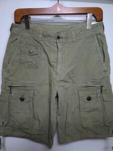 W32 POLO RALPH LAUREN マルチポケット カーゴショーツ カーキ ポロラルフローレン ショートパンツ ミリタリー IDEALジップ RRL
