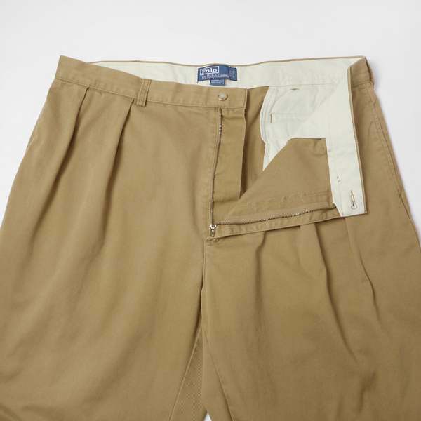 90s RALPH LAUREN ANDREW ビンテージ ポロ ラルフローレン ポロチノ ツータック パンツ チノパン ビッグサイズ ライトブラウン 薄茶色 W41