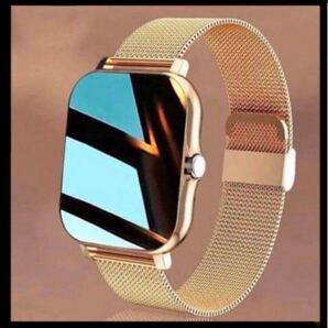 最新型 新品 スマートウォッチ ゴールド スチール ビジネス Bluetooth 健康管理 日本語 防水 メッシュスチール カジュアル ベルト