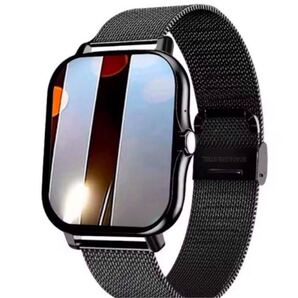 最新型 新品 スマートウォッチ ブラック 黒 スチール ビジネス Bluetooth 健康管理 日本語 防水 メッシュスチール カジュアル ベルト
