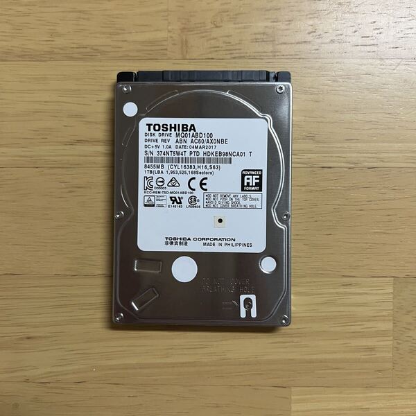 TOSHIBA MQ01ABD100 HDD 1TB 2972時間
