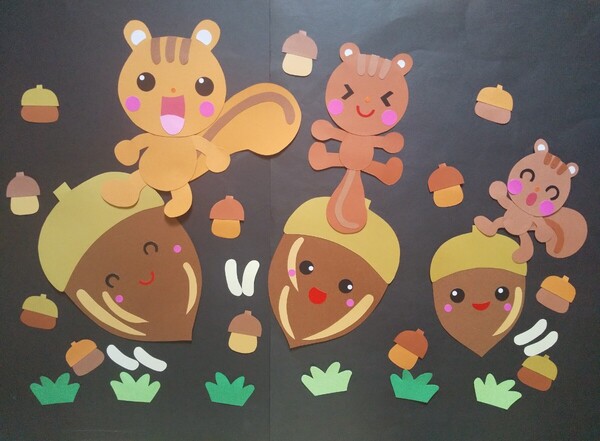 ★どんぐりコロコロ★幼稚園.保育園.施設.壁面.装飾.保育.壁面飾り.秋.9月.10月.11月.児童館.新学期.壁面装飾