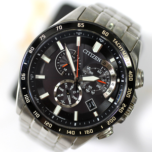 【CITIZEN】シチズン エコドライブ クロノグラフ デイト E610-S074339 ソーラー電波 腕時計