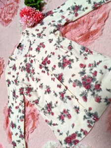 TALBOTS◆タルボット◆白◆ぼかし◆花柄◆キラキラボタン◆柔らか◆オシャレ◆カーディガン