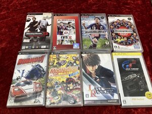 08-06-535 △AN サッカー グランツーリスモなど ゲームソフト PSP ソフトウェア まとめ売り 8点セット 中古品