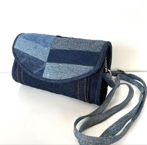 ★送料無料★新品 デニムリメイクバッグ ハンドメイド 2wayバッグ ショルダーバッグ ポシェット 斜め掛け D