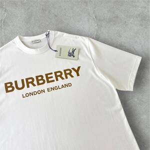 【新品未使用タグ付き】 BURBERRY バーバリー ロゴ コットンTシャツ 半袖 ホワイト L