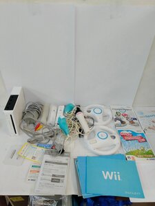 Nintendo wii 本体 ソフト3本 セット 通電起動初期化済 リモコン2組、ハンドル、バー、マイク、ケーブル付 マリカー wii スポーツ JOYSOUND