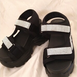 新品【L】maffmoff 厚底 プラットフォーム ビジュー スポーツサンダル