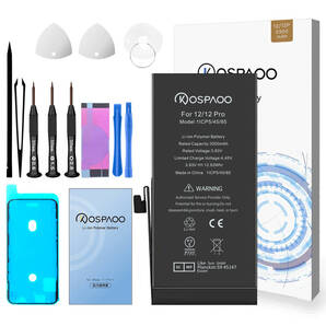 『大容量』For iPhone 12/12Pro バッテリー 『工具セット』 交換ビデオ 3300mAh PSE準拠 Kospaoo/iPower 互換Li-ionBattery 交換修理