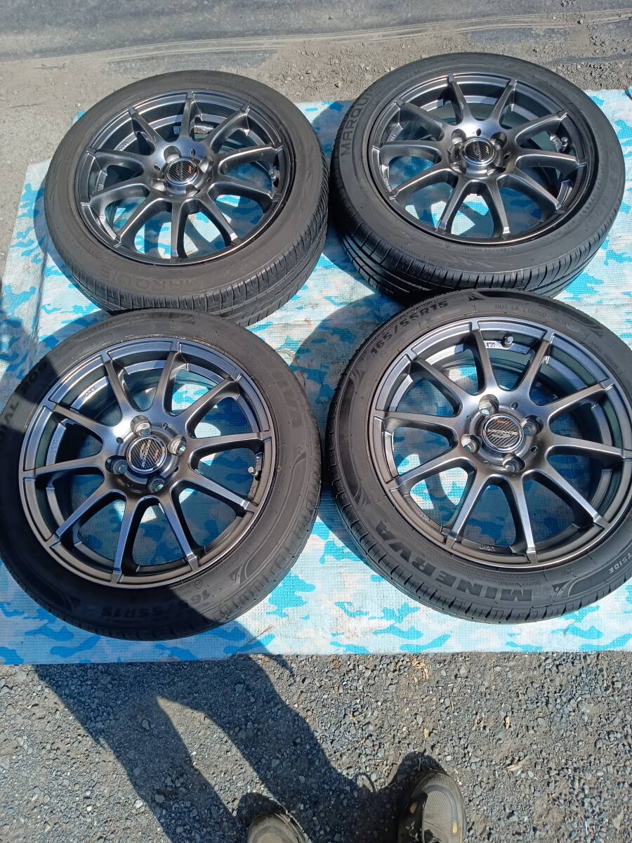 中古品　ホイール4本セット 12インチ4.00B スタッドレスタイヤ付 BRIDGESTONE W300 145/80R12 80/78N スタッドレスタイヤ アルミ