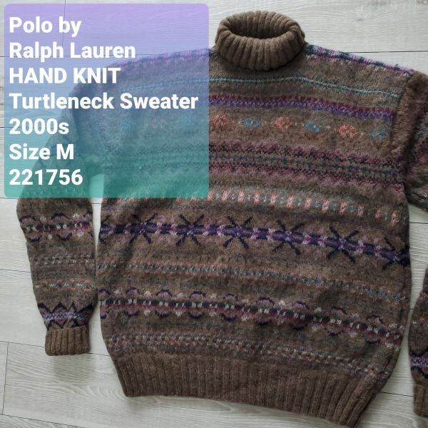 未使用に近い　ラルフローレン　リネン100% ハンドニット　ベージュ　M相当 未使用に近い ラルフローレン リネン100% ハンドニット ベージュ