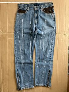 29 古着 リメイク リーバイス デニムパンツ ジーパン ジーンズ ダメージ ペンキ 505 501 punk ビンテージ