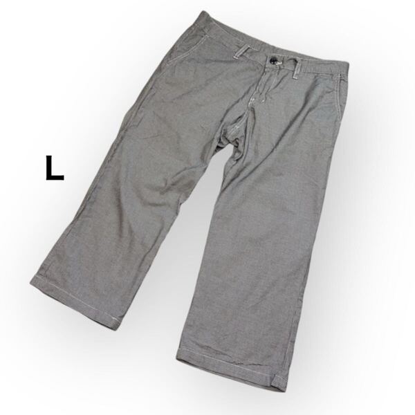 【送料無料】THE SHOP TK タケオキクチ パンツ ボトムス 千鳥格子 メンズL ハーフパンツ クロップドパンツ ストレッチ