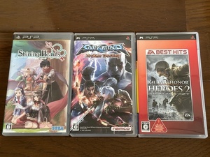 PSPソフト メダルオブオナー ヒーローズ2・ソウルキャリバーBrokenDestiny・シャイニングハーツ