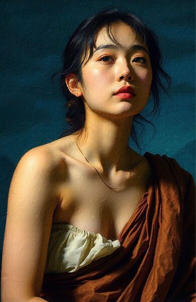 【最高傑作・美しい女性の絵画・肖像画・絵画】美しい女性をモデルにしたリアリズムアート・油絵風の肖像画 人物画
