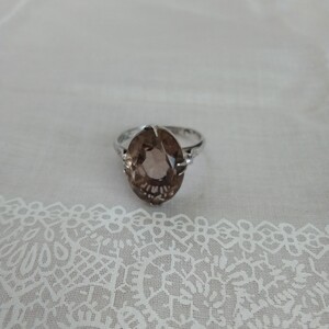 指輪 ヴィンテージ アクセサリー リング スモーキークオーツ 天然石 シルバー SILVER刻印