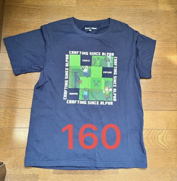 未使用【160cm】UNIQLO ユニクロ UT マインクラフト マイクラ 半袖Tシャツ(ネイビー)