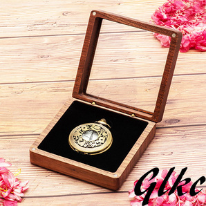 【時計の整理やディスプレイに最適な収納ケース】 懐中時計ケース 透明蓋ディスプレイ 携帯用 時計オーガナイザー ウォールナット