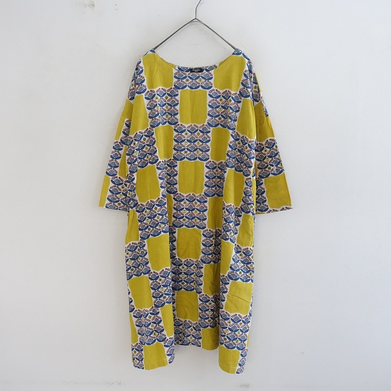 美品 マーブルシュッド キンモクセイワンピース グリーン 2023SS マーブルシュッド marble SUD 金子みすゞコラボ 私と小鳥