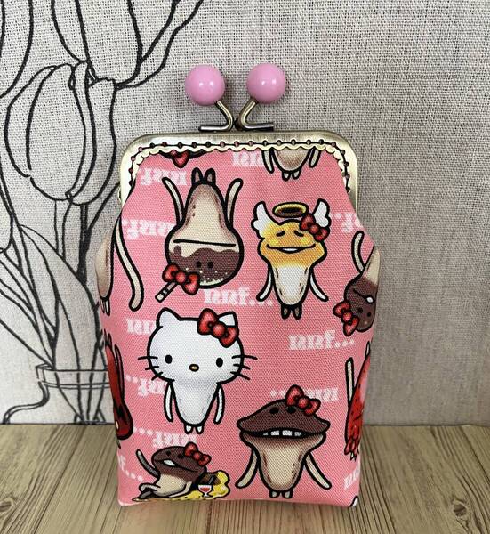 縦型がま口 ポーチ / 小物入れ / タバコケース / ハンドメイド☆ ハローキティ& なめこ・2