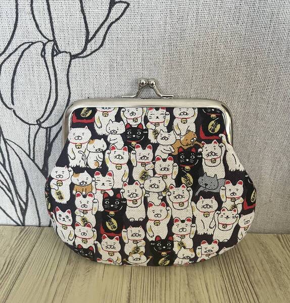 がま口 ポーチ / 財布 / 小物入れ / ハンドメイド☆ぎっしり招き猫・11