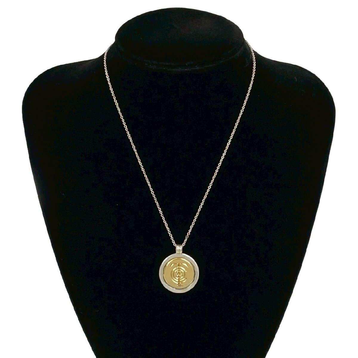 極 美品 TIFFANY&Co. ティファニー ヴィンテージ コイン ネックレス シルバー925 K18 ペンダント チョーカー シルバー ゴールド 208-4_サムネイル画像2