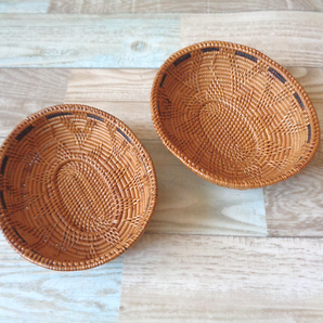 2枚セット●楕円小物入れ●柄入●アタ●バリ島●アジアン雑貨●1203.1