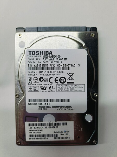 ★送料無料★TOSHIBA 1TB 2.5 SATA HDD 正常品 Y130